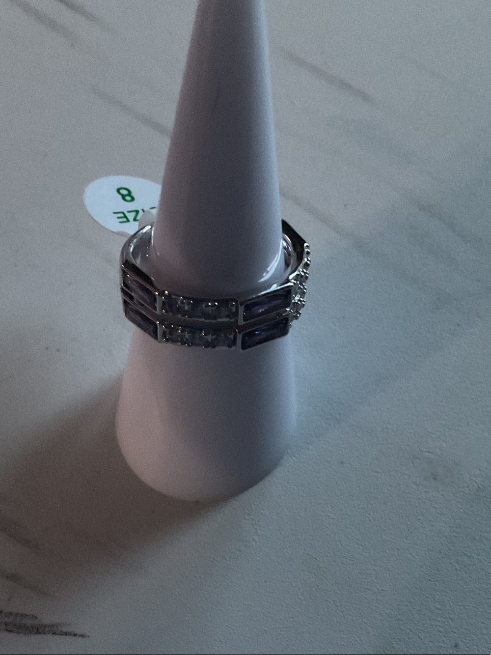 bp Silver Tone Baguette & Round CZ Stackable Ring